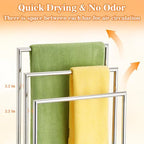Free Standing Towel Racks for Bathroom, 3 Tier Stainless Steel Bathroom Towel Rack, Towel Drying Rack Stand for Outdoor Poolside, Blanket Holder, Chrome, DECLUTTR - Image 4