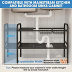 Expandable 2 Tier Under Sink Organizer, Black, 28.74-34.5 Inch Width - Image 3