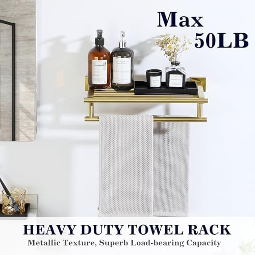 Alise Double Towel Rack for Bathroom Wall Mounted 16 Inch,Gold - Image 5