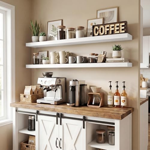 55 in Floating Shelves for Wall, 9.3in Deep White Shelves 2 Packs - Image 3