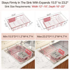 MAJALiS Pink Expandable Dish Drying Rack Over Sink with Anti-Slip Grip - Image 3