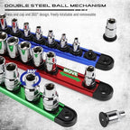 Magnetic Socket Holder Organizer Set: 9-Piece Detachable 1/4, 3/8, 1/2 Socket Trays Socket Organizer for Tool Box Drawer Holds 120-Piece Standard Size Sockets for Automotive Garage(Blue Red Green) - Image 3
