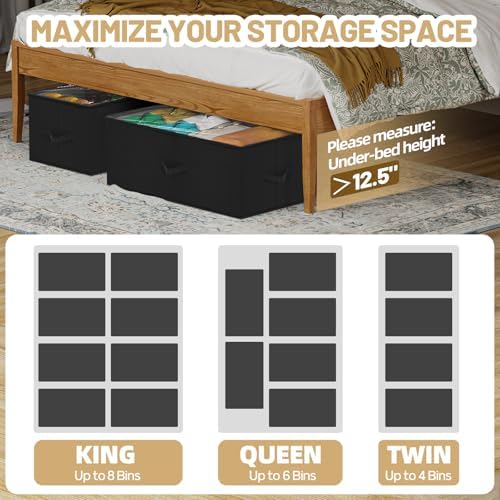 Large Under Bed Storage Containers, 12" Height, 31" Long, 2 Pack, Black - Image 6