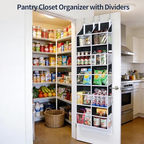 Yecaye 80lb Clear Door Hanging Yarn Storage Organizer, 10 Large Plastic Pockets & 10 Mesh Pockets Over the Door Crochet Organizer, 5 Tier Yarn Ball Storage for Knitting Needles, Black - Image 3