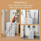 BEWBBAT Umbrella Holder Stand for Entryway, Square Metal Umbrella Rack, Freestanding Rectangular Hollow Rack for Home Office, 16 x 10 x 5 Inch, White - Image 3