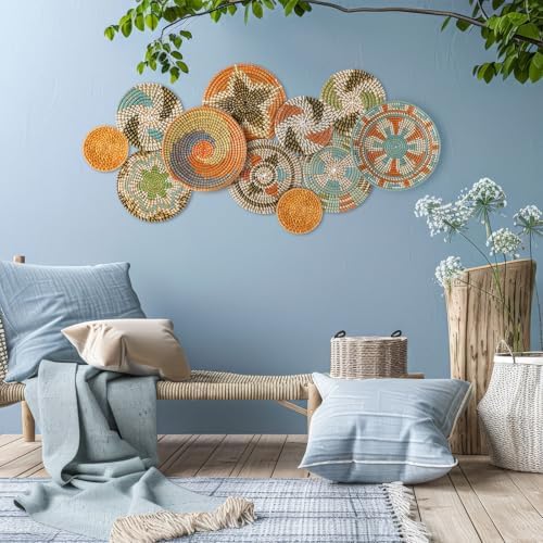 Tatuo 11 Pcs Boho Wall Basket Decor Woven Wall Hanging Art, Farmhouse - Image 6