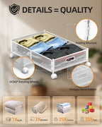 Under Bed Organizer, Storage Bins Under Bed, 60L Underbed Storage Bins for Bedroom Clothes Shoes Blankets (White, 4 Pack) - Image 6