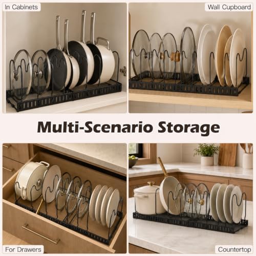 DEWEL 2PCs Expandable Pots and Pans Organizer Under Cabinet (Black) - Image 5