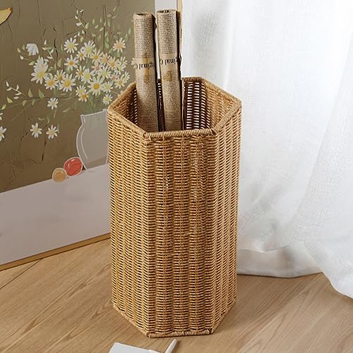 Alipis Woven Umbrella Stand for Entryway Freestanding Umbrella Holder Basket Storage Rack Tall Floor Woven Bucket Flower Vase for Canes Walking Sticks Organizer - Image 2