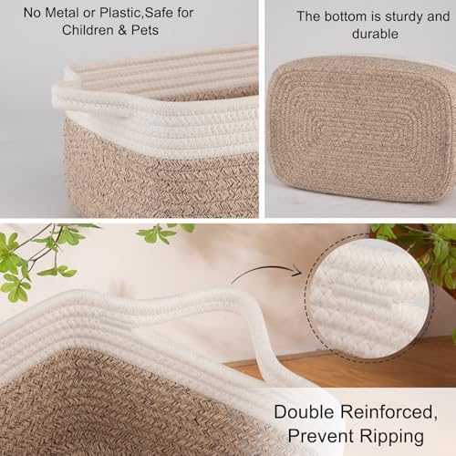 OIAHOMY 3-Pack Storage Baskets for Organizing Woven Small Basket Brown - Image 4