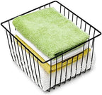 Slideep Wire Metal Basket Bin Storage Baskets Modern Farmhouse Food, Vegetable, Shampoo, Clothes, Fruits Storage Organizer Basket for Kitchen Pantry Bathroom Black 3 Packs - Image 2