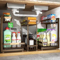 Sevenblue 3-Pack 2-Tier Height Adjustable Under Sink Organizer, Brown by Sevenblue