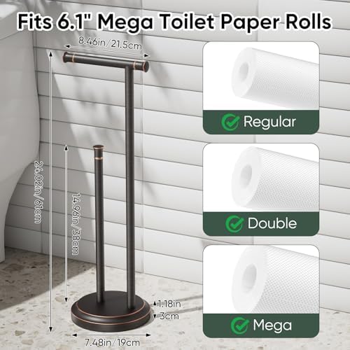 Hoimpro Toilet Paper Holder Stand Bathroom Free Standing Oil Rubber Bronze - Image 5
