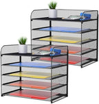 2 Pack Legal/A4/Letter Size Desk Paper Organizer Desktop File Organizer Document Sorter, 5 Tier Mesh Letter Tray File Folder Holder Office Accessories Organization by Vanulee