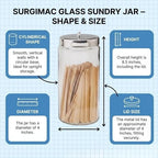 SurgiMac Glass Sundry Jar with Lid, 4 x 8.5 inch, Clear Storage Container, Compact & Durable, for Cotton Balls & Supplies | 6 Count - Image 5