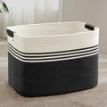 100L Large Woven Laundry Basket Hamper with Leather Handles,Black by SunNewt