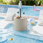 Umbrella Stand Side Table with 1.5 Inch Hole, 2 Pack, Beige - Image 6