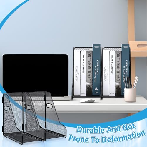 2 Pack Large Binder Folder Holder for Desk Metal Mesh Magazine File Holder (2) - Image 6
