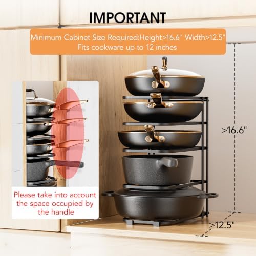 ORDORA 5-Tier Pot and Pan Organizer 13.6", No Assembly Cookware Rack 2-Pack - Image 2