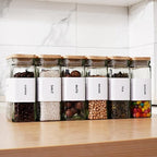 APT 1101 Glass Storage Jars with Bamboo Lid, glass canisters with airtight lids, Clear jars with lids for Spice, Cookie, Candy, Tea, Coffee Bean and Rice (White, 26 oz, Set of 6) - Image 3