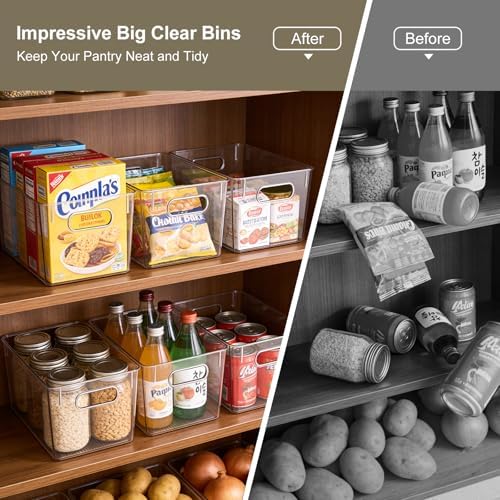 Hudgan 4 Clear Pantry Organizer Bins for Kitchen Cabinet, Refrigerator - Image 2