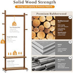 Taitiy Coat Rack Freestanding Solid Wood Clothes Rack with Wheels - Image 2