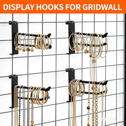8 Inch Gridwall Hooks with Price Tag Slot,50 PC Extra Long Black Electroplated Hangers for Coats, Tools, Cables - Image 6