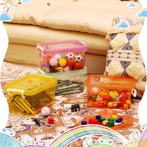Wenqik 12 Pack Colorful Plastic Storage Bins with Lids, Colorful - Image 6