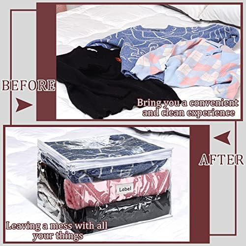 Hoolerry 6 Pcs Clear Plastic Clothes Storage Bags, 12 x 12 x 12 Inch - Image 6