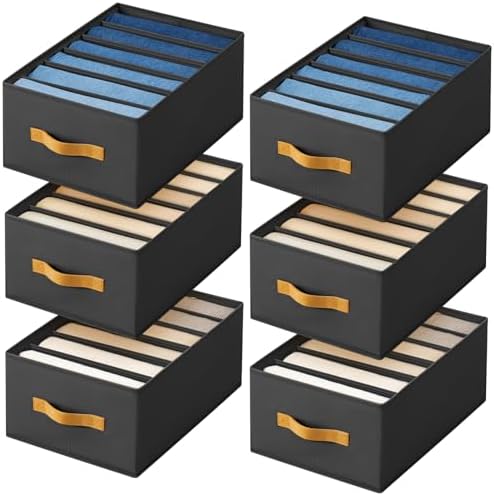 DIMJ Wardrobe Clothes Organizer - Foldable Closet Drawer Organizer Dividers for Jeans, Pants, Sweater, T Shirt, Storage Bins with Handles for Shelf by DiMJ