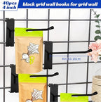 40pcs 4 inch Matte Black Gridwall Hooks for 3 x 3 Inch Grid Panels - Image 5