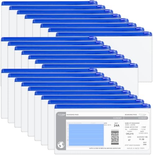 Marspark 100 Pcs Zip Envelope Poly Clear Pencil Pouch, Blue by Marspark