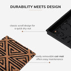 Anji Mountain Heavy Duty Waterproof Rubber Shoe Storage Mat Organizer/Boot Storage Multi Use for Entryway with Coir, Tan and Black Tribal Insert, Fits 4 Pair (46.5" Wide) - Image 4