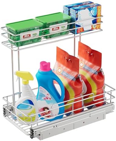 Under Sink Organizer 9" W X17 D, Pull Out Cabinet Organizer 2 Tier by STORKING