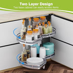Blind Corner Cabinet Pull Out Organizer, Soft Close Swing Left Pull Out Cabinet Organizer 26 inch, Corner Cabinet Lazy Susan for Cabinet Blind Shelf, 2 Tiers Tray, Adjustable Height - Image 3