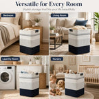 Laundry Hamper, Cotton Rope Laundry Basket with Leather Handles, 21.1-Gallon/80 L Large Clothes Hampers for Laundry, Woven Laundry Baskets for Blankets, Clothing, Bedroom, Living Room, Nursery - Image 5