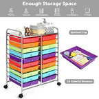 Giantex 20-Drawer Storage Drawer Cart, Rolling Organizer Cart for Office School Tools Scrapbook Paper, Utility Rack on Wheels (Multicolor) - Image 5
