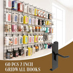 60 PCS 2 Inch Gridwall Hooks, Heavy Duty Black Display Hooks for Grid Wall Panels, Metal Hook for Retail Stores, Home and Garage Storage - Image 4