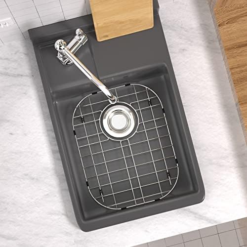 SANNO Sink Protector Grid for Kitchen Sink, 14.57" L X 11.22" W Bottom Grid with Rear Drain Hole, Single Bowl Sink Rack, Stainless Steel 1 Pack - Image 5