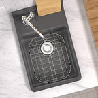 SANNO Sink Protector Grid for Kitchen Sink, 14.57" L X 11.22" W Bottom Grid with Rear Drain Hole, Single Bowl Sink Rack, Stainless Steel 1 Pack - Image 5