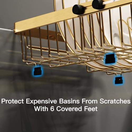 MAJALiS Gold Expandable Dish Drying Rack Over The Sink with Anti Slip Grip - Image 6