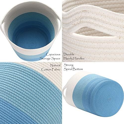 Sea Team Large Woven Cotton Rope Laundry Basket with Handles, 20 x 14 in - Image 5