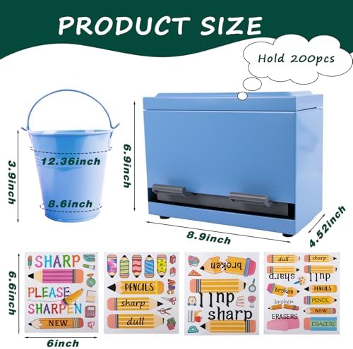 Pencil Dispenser for Classroom - Stainless Steel Bulk Pencil Holder for Desk - Includes Removable Label Stickers - Teacher Must Haves for Organization - Holds up to 200 Pencils - Image 2