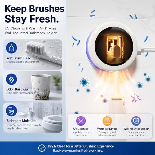 UV Toothbrush Sanitizer Holder, Dual Mode Cleaning with Ambient Lighting - Image 4