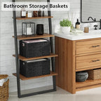 Vagusicc 2 Packs Large Wicker Storage Basket, Closet Storage Baskets Bins for Shelves, Decorative Collapsible Baskets for Organizing Clothes Toy Nursery Bathroom Organizers and Storage, Black - Image 4