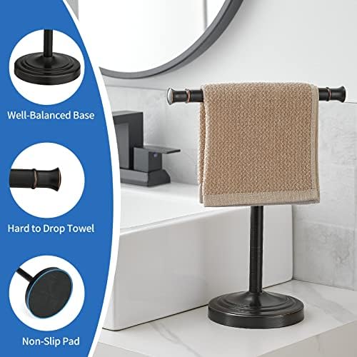 RUMOSE Oil Rubbed Bronze Hand Towel Holder Stand Countertop Towel Rack - Image 4