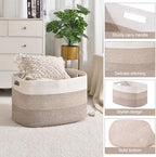 ICERZCZ Extra Large Blanket Basket for Living Room Gradient Brown 25x16x16 - Image 5