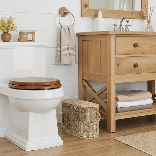 StorageWorks Seagrass Toilet Paper Storage with Lid, Paper Towel Storage - Image 5