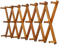 Dseap Accordian Wall Hanger: 16” High Wooden Wall Expandable Coat Rack, Hat Rack Holder, Accordion Hook for Baseball Caps, Coats, Mugs, 20 Peg Hooks, Brown by Dseap