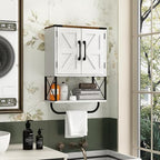 RUSTOWN Farmhouse Medicine Cabinet with 2 Barn Door, Bathroom Wall Cabinet - Image 2